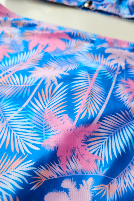 Costum de baie dama, 2 piese, marime mare, slip talie inalta, albastru, Aqua Palms embody.ro [4]