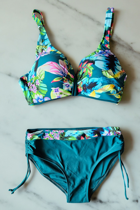 Costum de baie dama, 2 piese, marime mare, slip talie inalta, cupa voluminoasa, verde, embody.ro [2]