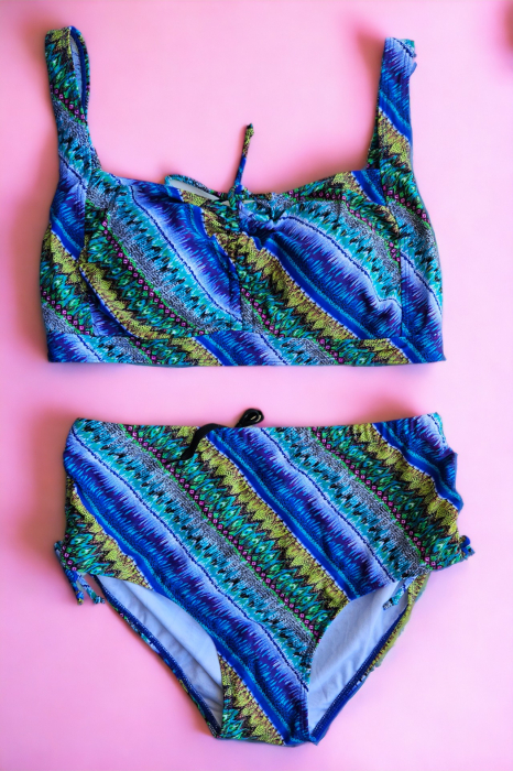 Costum de baie dama, 2 piese, marime mare, slip talie inalta, multicolor, Mya, embody.ro [2]