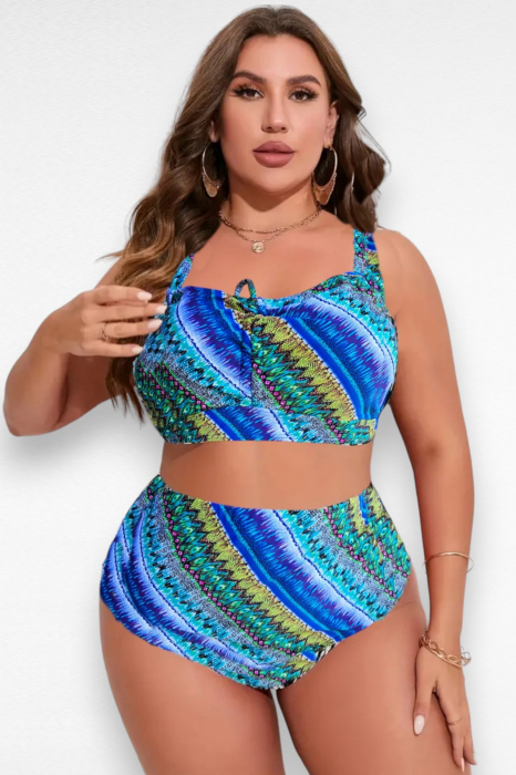 Costum de baie dama, 2 piese, marime mare, slip talie inalta, multicolor, Mya, embody.ro [4]