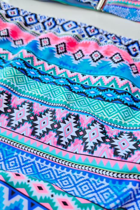 Costum de baie dama, 2 piese, marime mare, slip talie inalta, multicolor, Mosayc, embody.ro [4]