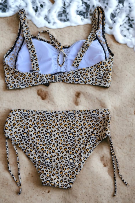 Costum de baie dama ,2 piese, sutien tip bustiera si slip, animal print, maro, Savana exotic one, embody.ro [3]