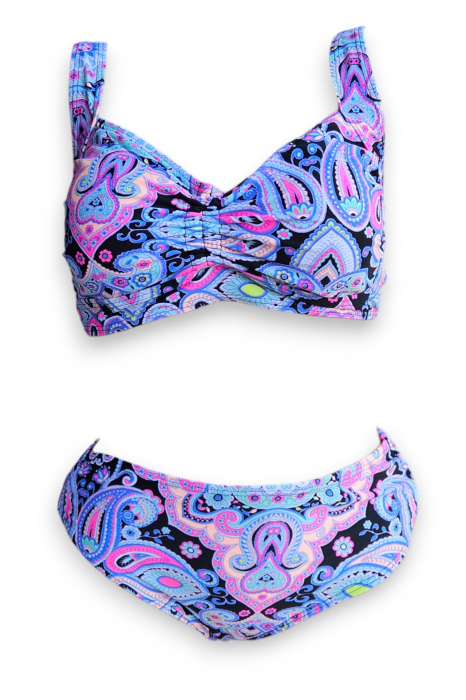 Costum de baie dama ,2 piese, sutien tip bustiera si pantaloni scurti, multicolor, Exotic vibe, embody.ro [3]