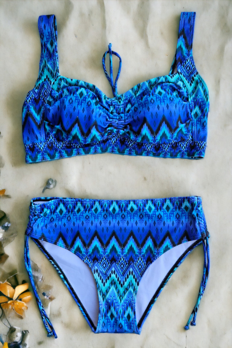 Costum de baie dama ,2 piese, sutien tip bustiera si slip, animal print, maro, Savana exotic one, embody.ro [2]