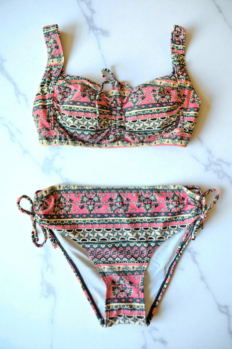 Costum de baie dama, 2 piese, sutien tip bustiera si slip clasic, multicolor, 5002 [3]