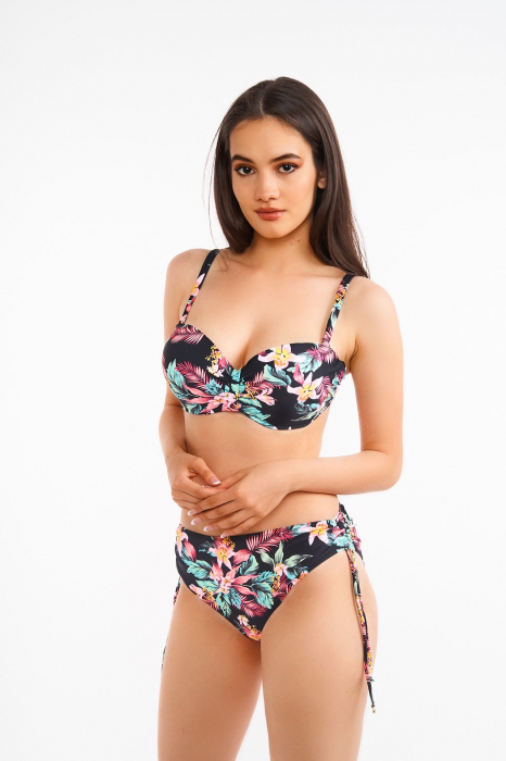 Costum de baie dama, batal-marime mare, 2 piese, slip clasic, floral, push up, multicolor, embody.ro [4]