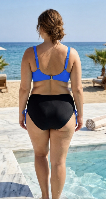 Costum de Baie Dama din Doua Piese, Sutien albastru si Slip Negru, marime mare lm066 [2]