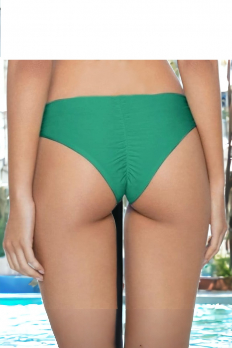 Costum de baie din 2 piese, slip brazilian cu incretitura, sutien cu snur reglabil, verde, Malibu embody.ro [2]