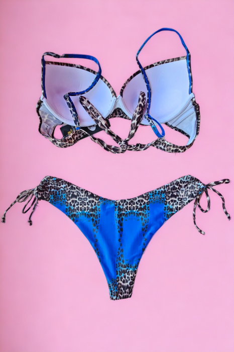 Costum de baie din 2 piese, slip brazilian cu snur, animal print, maro, Wild Leo embody.ro [3]