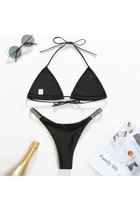 Costum de baie doua piese, aplicatii pe sutien, embody silver diamond, gri, Silver Embody, embody.ro [5]