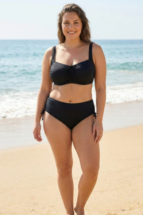 Costum de Baie Doua Piese Dama Marimi Mari negru M5204 [4]