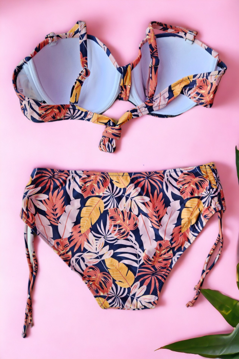 Costum de baie doua piese, marime mare, imprimeu floral, multicolor, exotic Flower embody.ro [3]