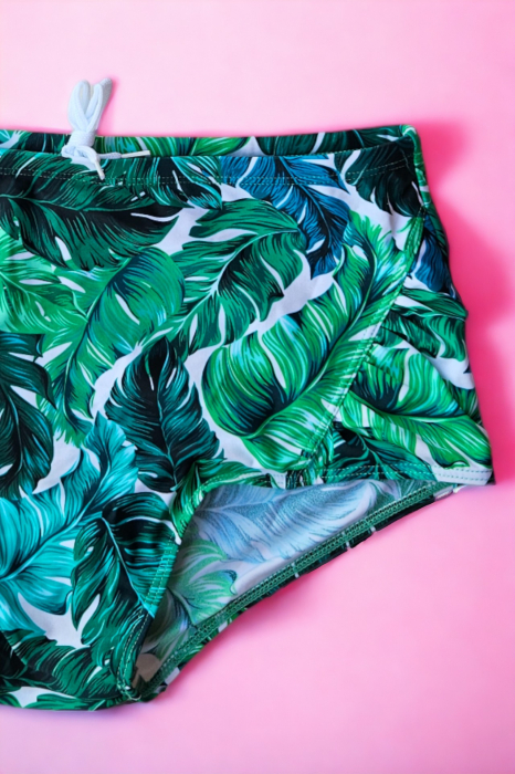 Costum de baie doua piese, marime mare, sutien bustiera, tropical, verde embody.ro [4]