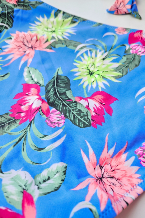 Costum de baie doua piese, marime mare, imprimeu floral, multicolor, exotic Ocean embody.ro [4]
