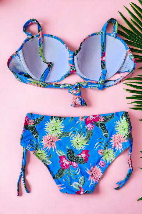 Costum de baie doua piese, marime mare, imprimeu floral, multicolor, exotic Ocean embody.ro [3]