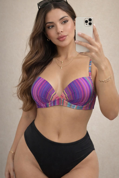 Costum de Baie Doua Piese, push-up detasabil, sustinere metalica sutien lm078 [3]