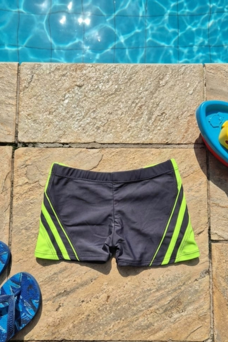 Boxeri Inot Copii cu Snur Interior - Gri/Verde Neon q327 [3]