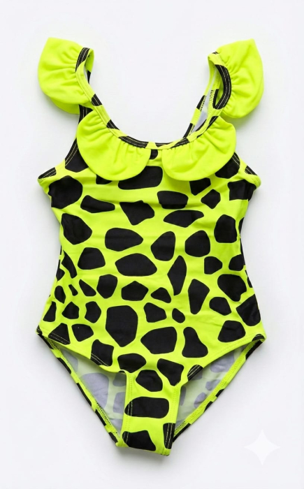 Costum de baie fete intreg, cu volane, neon Q302 [2]