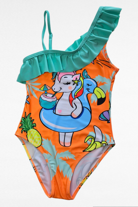 Costum de baie fete intreg, imprimeu unicorn, roz, embody.ro [3]