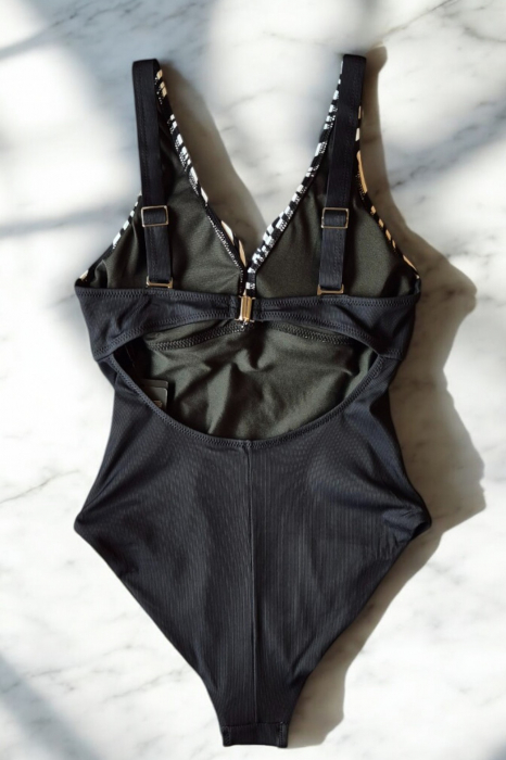 Costum de baie intreg dama, modelator, negru/alb, Wild paradise [3]