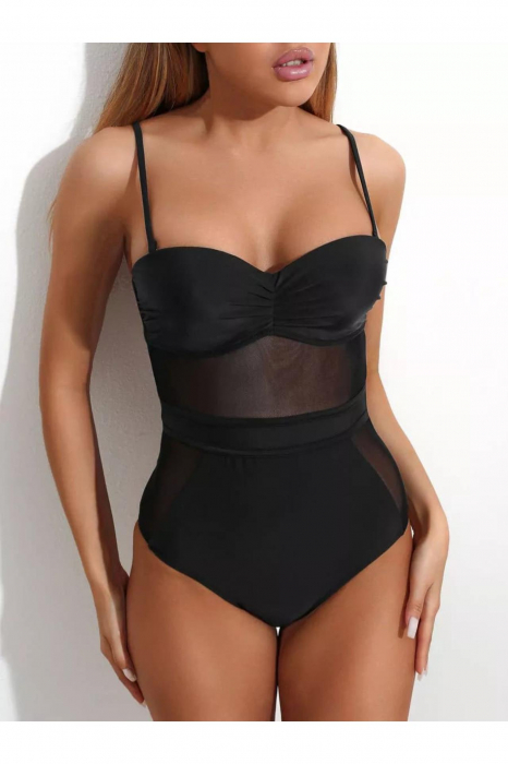 Costum de baie intreg, efect modelator, aspect plasa in fata, negru, dama, Eternity black, embody.ro [6]