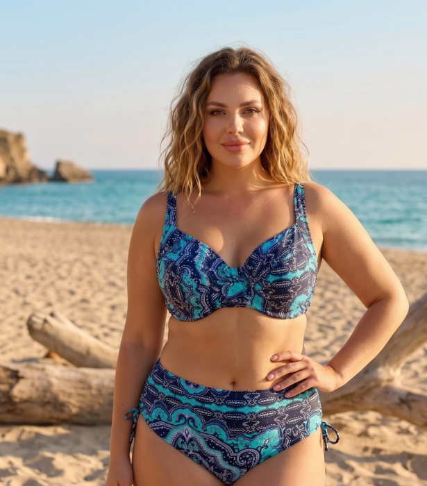 Costum de Baie Leopard Print din Doua Piese,si Sutien cu Sustinere lm081 bleu [3]