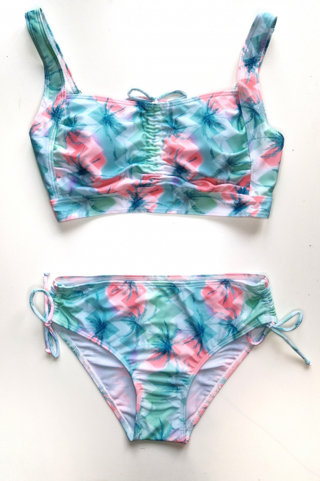 Costum de baie marime mare, cu slipi clasic, sutien bustiera, albastru marin, embody.ro [2]