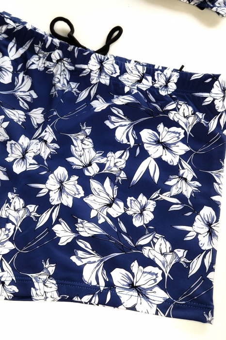 Costum de baie marime mare, cu slipi tip pantaloni scurti, sutien bustiera, albastru inchis, Amira, embody.ro [4]