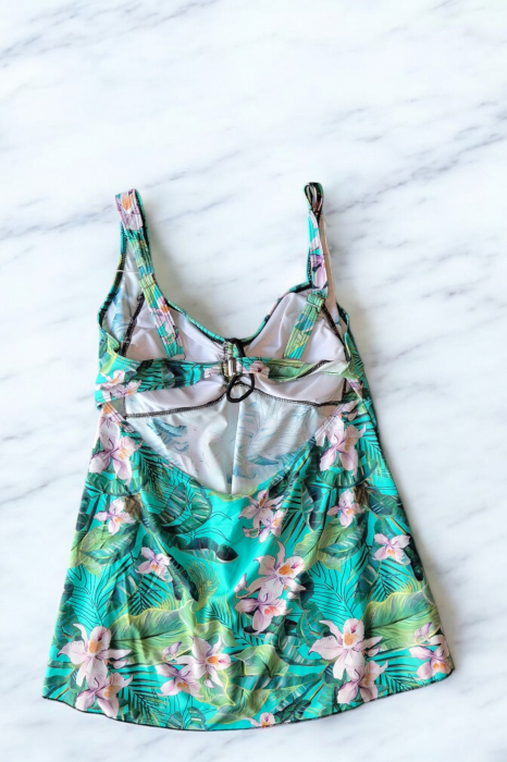 Costum de baie marime mare tip tankini, doua piese, fusta si pantaloni scurti, embody.ro [3]