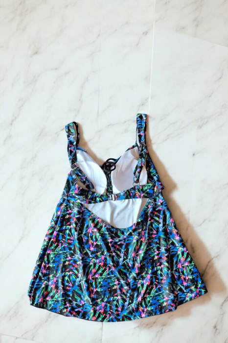 Costum de baie marime mare tip tankini, doua piese, fusta si pantaloni scurti, embody.ro [3]