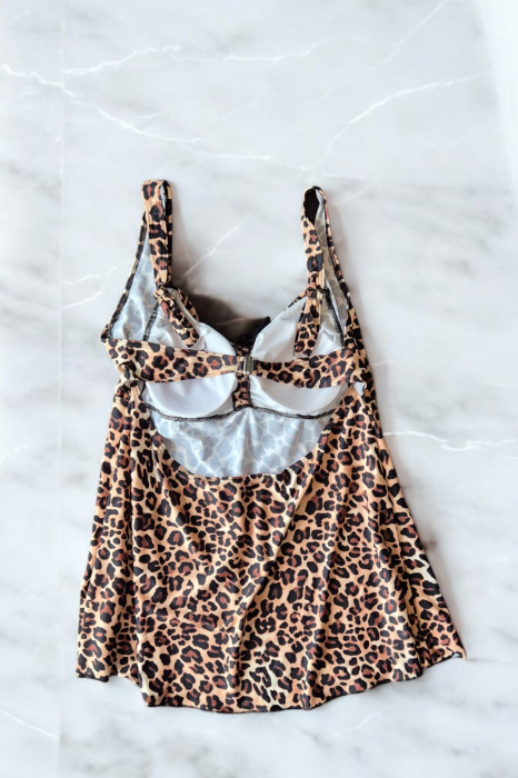 Costum de baie marime mare tip tankini, doua piese, fusta si pantaloni scurti, embody.ro [3]