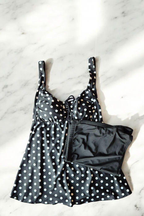 Costum de baie marime mare tip tankini, doua piese, fusta si pantaloni scurti, embody.ro [2]