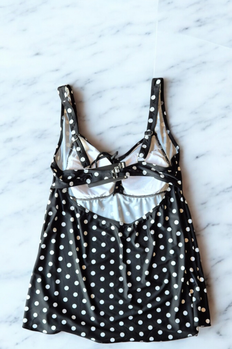 Costum de baie marime mare tip tankini, doua piese, fusta si pantaloni scurti, embody.ro [3]