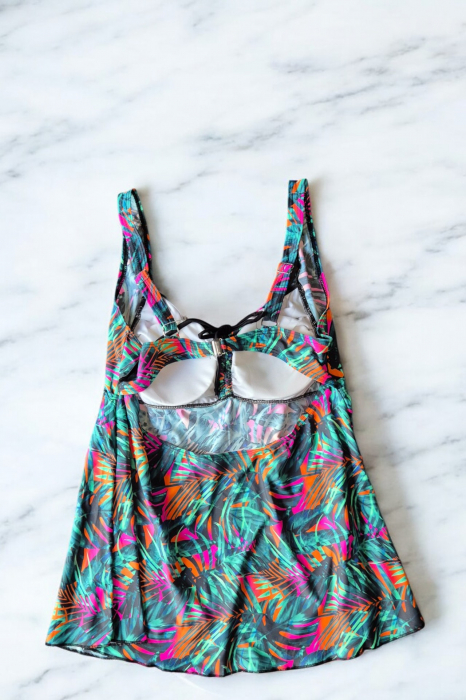 Costum de baie marime mare tip tankini, doua piese, fusta si pantaloni scurti, embody.ro [3]