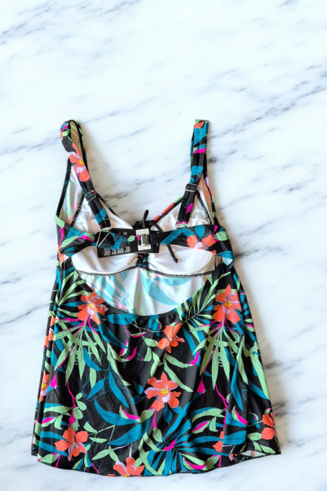 Costum de baie marime mare tip tankini, doua piese, fusta si pantaloni scurti, embody.ro [3]