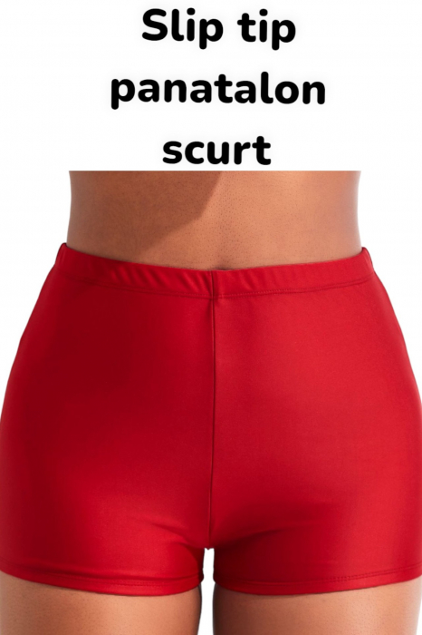 Costum de baie marime mare tip tankini, doua piese, fusta si pantaloni scurti, rosu, Kira , embody.ro [3]