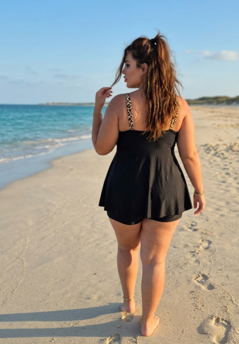 Costum de Baie Tankini cu rochita si slip pantaloni scurti 2 Piese animal print F2503 [3]