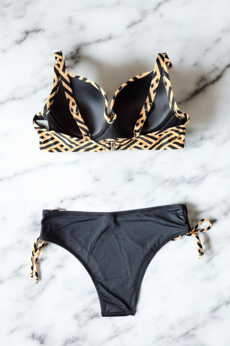 Costume de baie dama din doua piese, marime mare, summer style, bej/negru C002 [2]