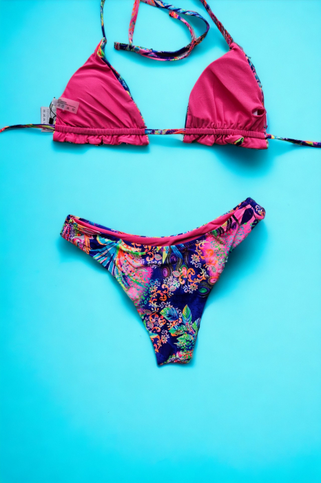 Costume de baie din 2 piese, slip brazilian, imprimeu tropical, multicolor embody.ro [5]