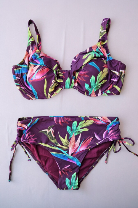 Costume de baie din 2 piese, slip clasic, marime mare, visiniu embody.ro [2]