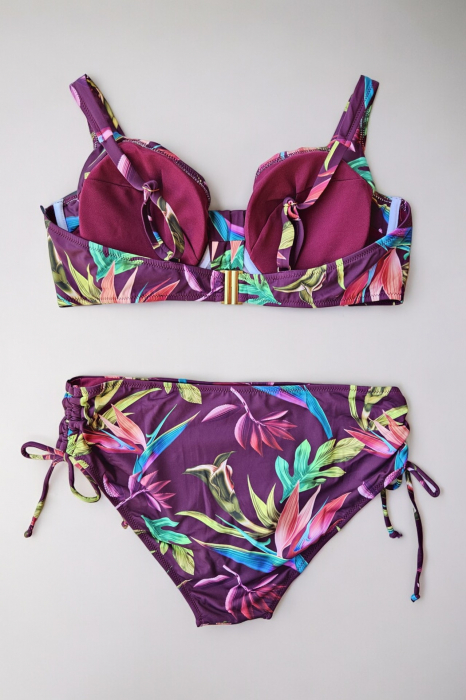 Costume de baie din 2 piese, slip clasic, marime mare, visiniu embody.ro [3]