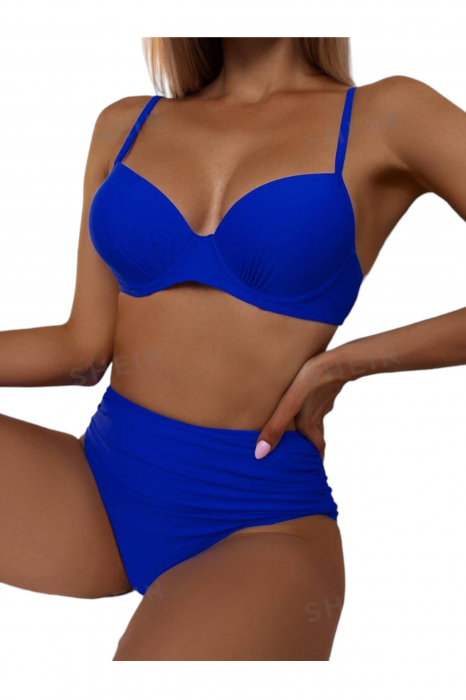 Costume de baie din 2 piese, slip cu talie inalta, albastru, Embody basic embody.ro [6]