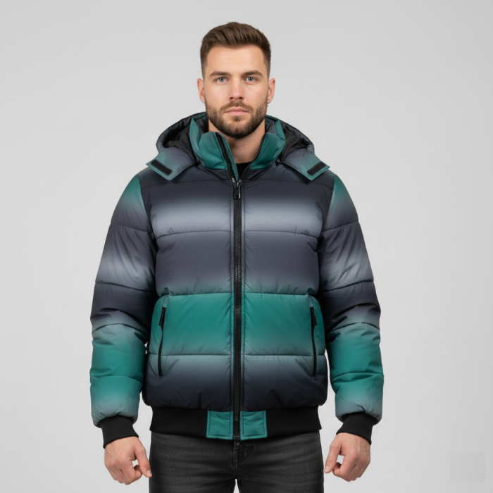Geaca Barbati de Iarna Puffer cu Gluga detasabila in Degrade 8106 [1]