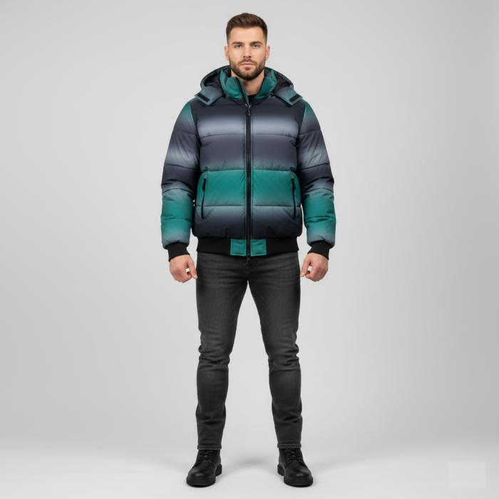 Geaca Barbati de Iarna Puffer cu Gluga detasabila in Degrade 8106 [3]