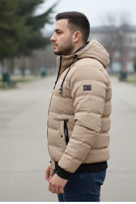 Geaca Barbati Fas Groasa Cu Gluga Detasabila Bej 7458-3 [4]