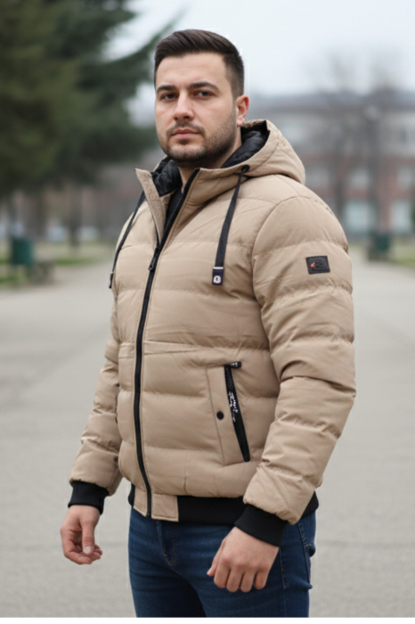 Geaca Barbati Fas Groasa Cu Gluga Detasabila Bej 7458-3 [2]
