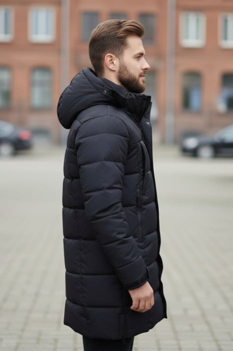 Geaca Barbati groasa de Iarna Lunga Cu Gluga Detasabila 2603 negru [4]