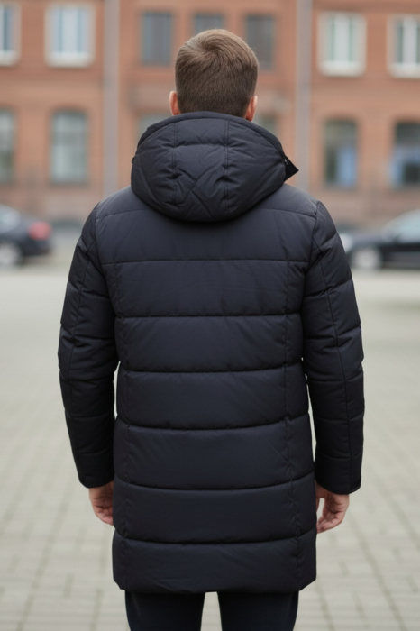 Geaca Barbati groasa de Iarna Lunga Cu Gluga Detasabila 2603 negru [3]