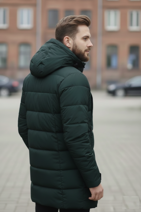 Geaca Barbati groasa de Iarna Lunga Cu Gluga Detasabila 2603 Kaki inchis [2]