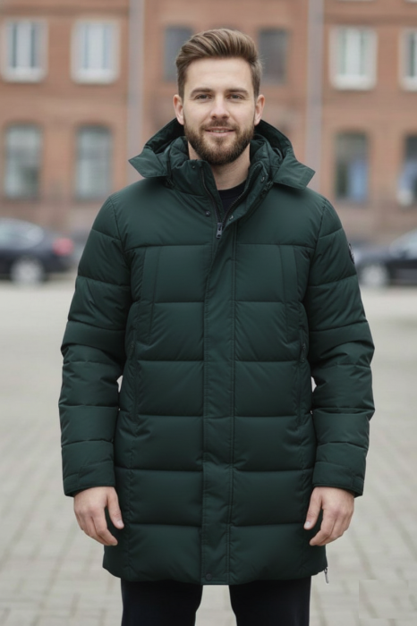 Geaca Barbati groasa de Iarna Lunga Cu Gluga Detasabila 2603 Kaki inchis [1]